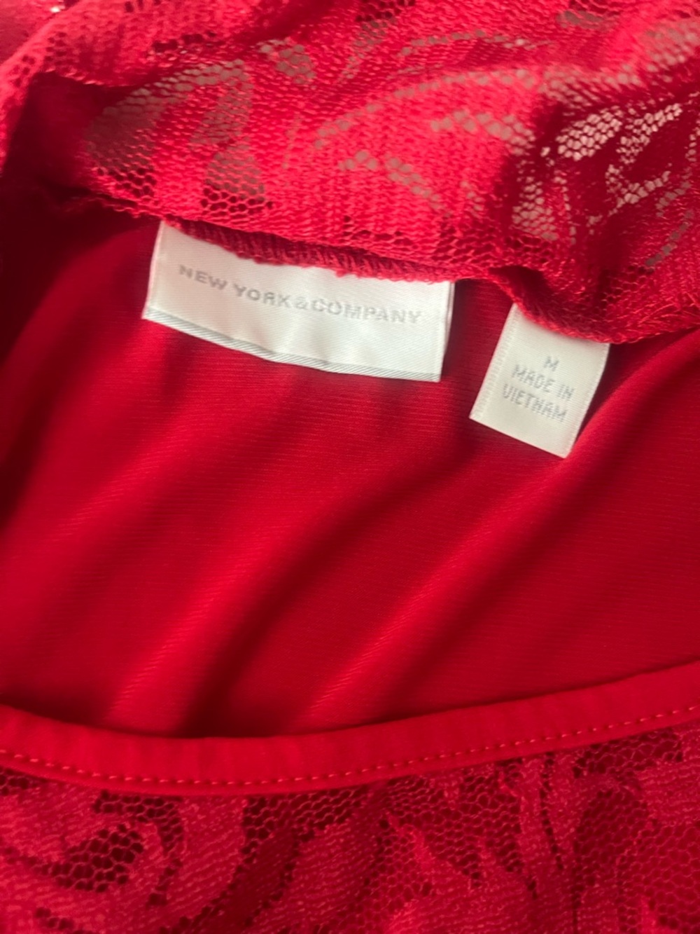 New York & Company Red Lace Top - Picture 6 of 7
